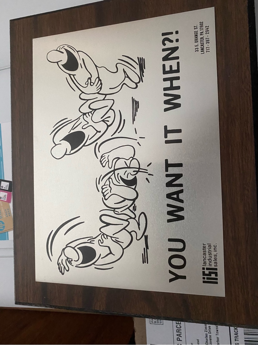 You Want It When Laughing Cartoon Wood and Medal Wall Art Plaque. 10”x 8”